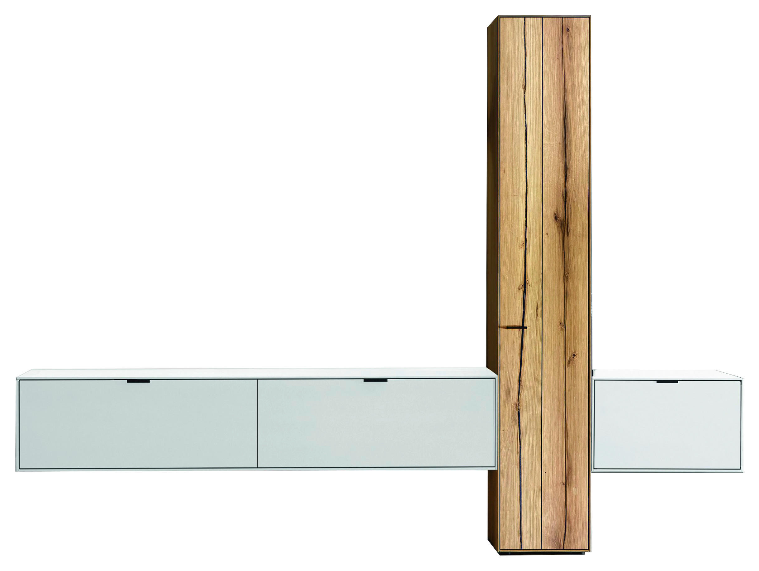 WOHNWAND  in Weiß, Eichefarben  309,3/205,5/37,1 cm  - Eichefarben/Weiß, Design, Holz/Holzwerkstoff (309,3/205,5/37,1cm) - Dieter Knoll