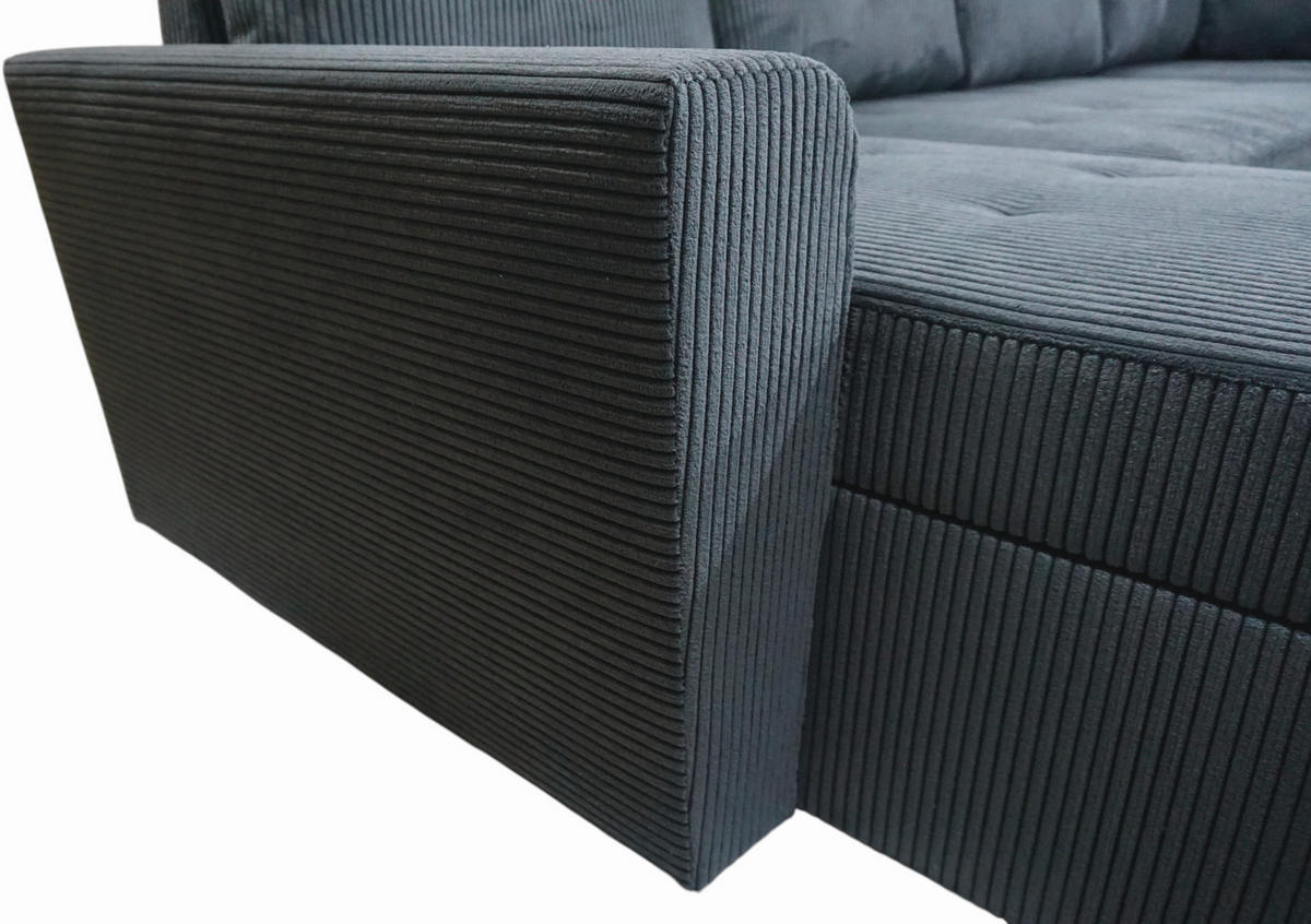 WOHNLANDSCHAFT TERMOLI Anthrazit Cord  - Anthrazit/Schwarz, Design, Kunststoff/Textil (212/297/155cm) - MID.YOU