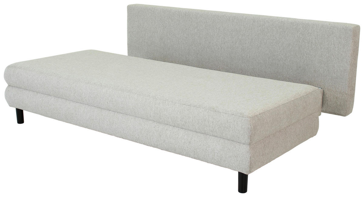 SCHLAFSOFA Webstoff Taupe  - Taupe/Schwarz, Design, Textil/Metall (197/84/92,5cm) - home24