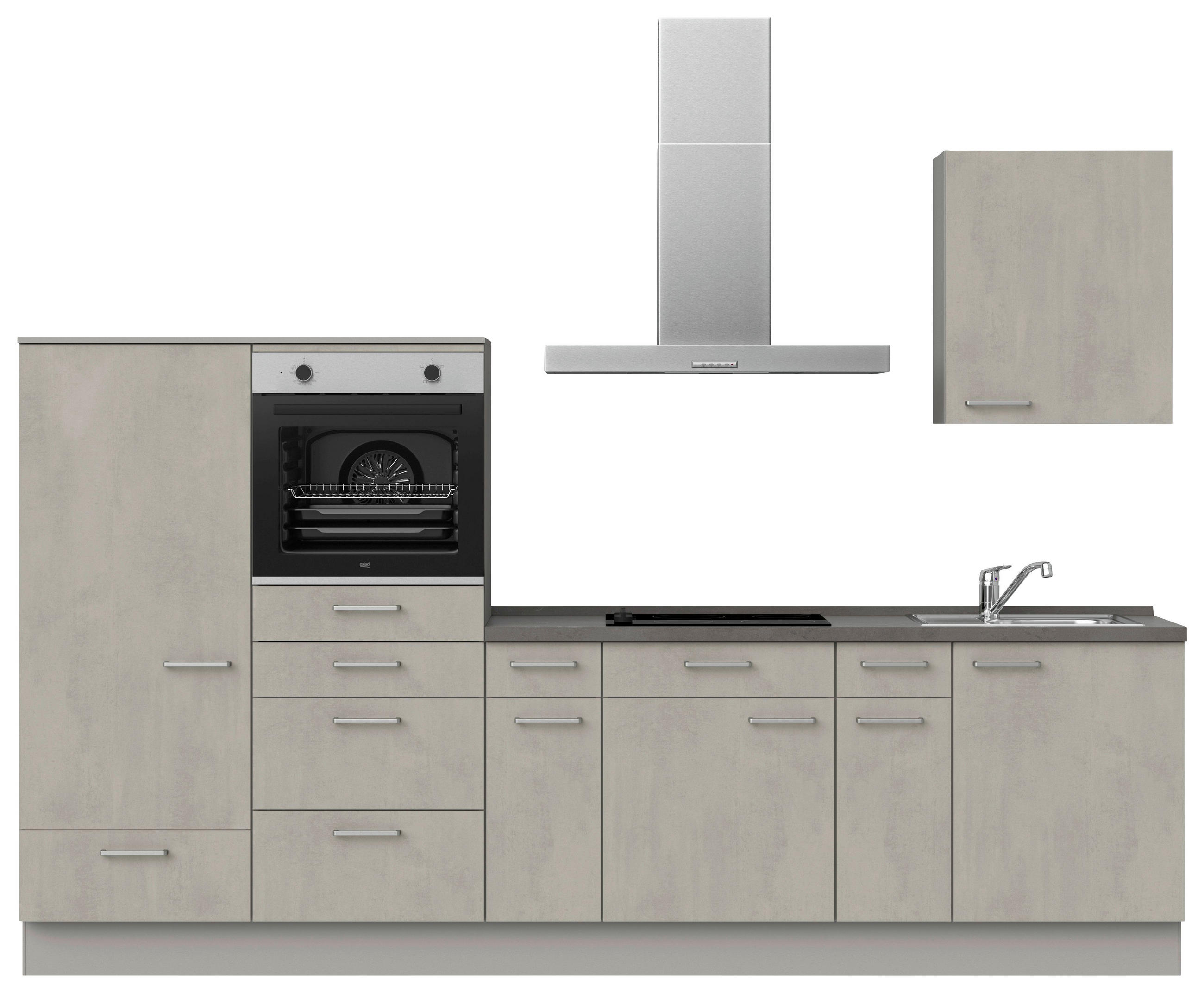 KÜCHENLEERBLOCK 300 cm   in Grau, Schieferfarben, Hellgrau  - Schieferfarben/Edelstahlfarben, MODERN, Holzwerkstoff/Metall (300cm) - Nobilia