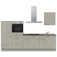 KÜCHENLEERBLOCK 300 cm   in Grau, Schieferfarben, Hellgrau  - Schieferfarben/Edelstahlfarben, MODERN, Holzwerkstoff/Metall (300cm) - Nobilia