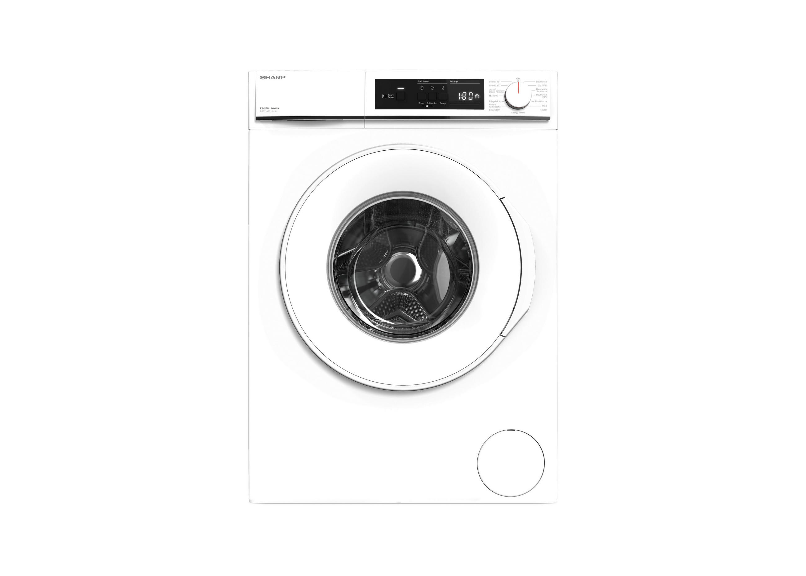 WASCHMASCHINE ES-NFA814WWNA-DE  - Weiß, Basics, Glas/Kunststoff (59.7/84.5/52.7cm) - Sharp