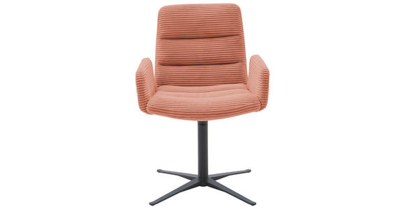 ARMLEHNSTUHL in Cord - Rostfarben/Schwarz, Design, Textil/Metall (61/88/66cm) - Dieter Knoll