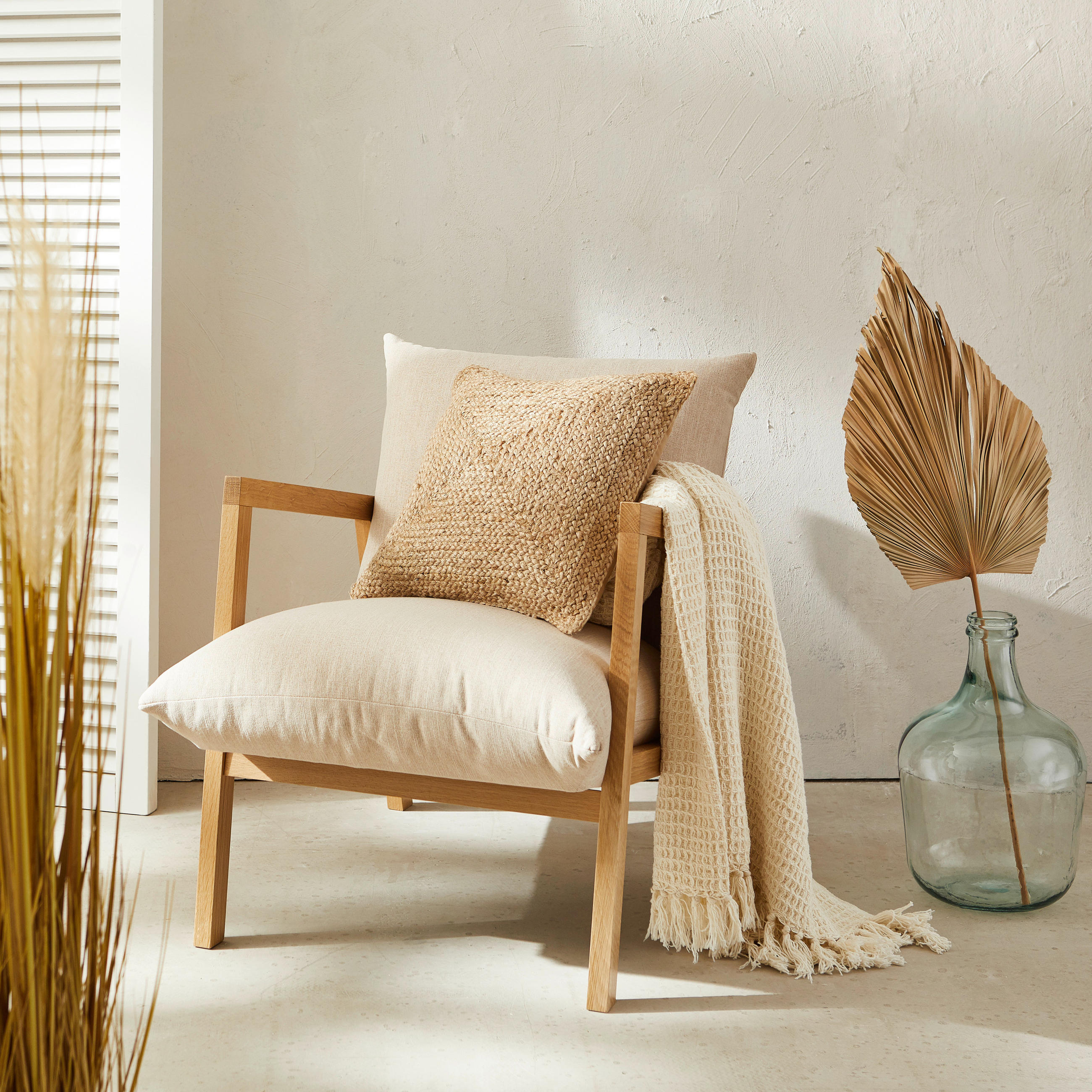 SESSEL Webstoff Beige - Eichefarben/Beige, Design, Holz/Textil (65/80/85cm) - Carryhome
