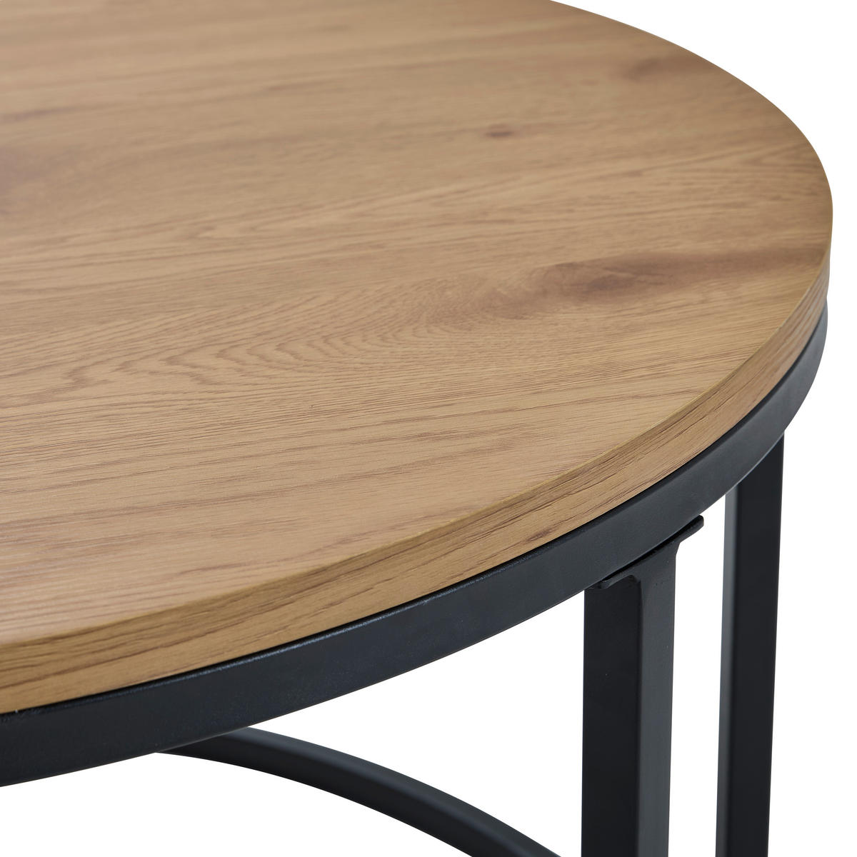 COUCHTISCHSET rund Schwarz, Naturfarben  - Schwarz/Naturfarben, Design, Holzwerkstoff/Metall (80/60/46/40/80/60cm) - Livetastic