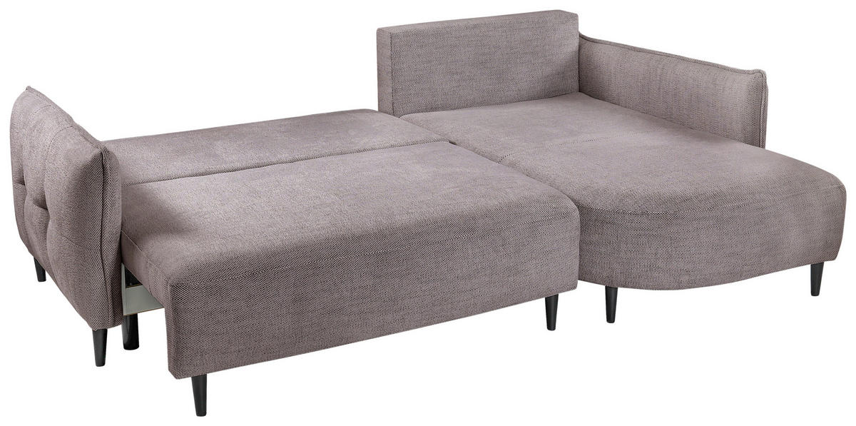 ECKSOFA Taupe Struktur  - Taupe/Schwarz, Design, Holz/Textil (244/165cm) - MID.YOU