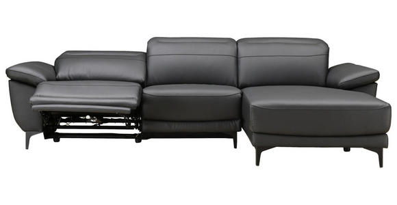 ECKSOFA inkl. Funktionen Ronald Schwarz Echtleder, Kombination Echtleder/Lederlook Lederlook  - Schwarz, Design, Leder/Kunststoff (269/164cm) - Xora