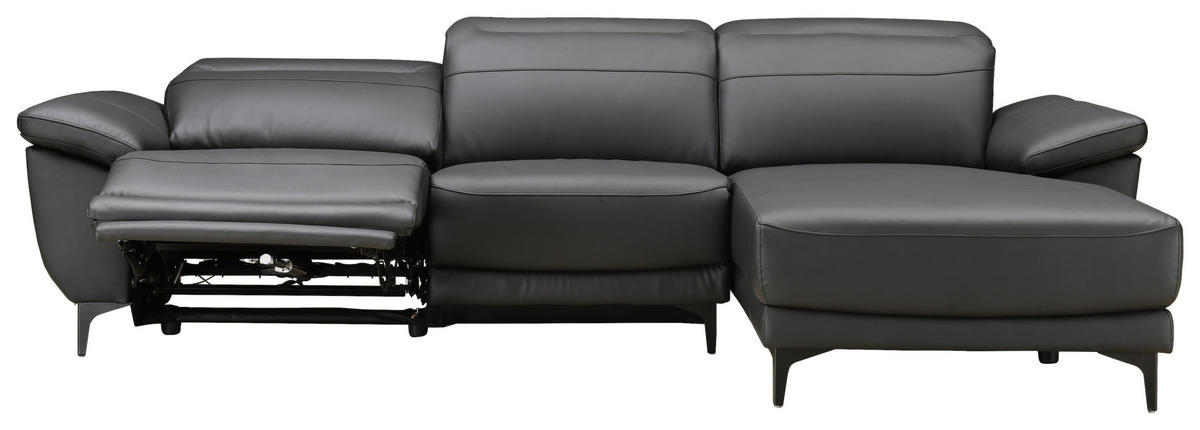 ECKSOFA inkl. Funktionen Ronald Schwarz Echtleder, Kombination Echtleder/Lederlook Lederlook  - Schwarz, Design, Leder/Kunststoff (269/164cm) - Xora