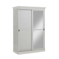 SCHIEBETÜRENSCHRANK 150/220/69 cm 2-türig Weiß  - Messingfarben/Weiß, ROMANTIK / LANDHAUS, Glas/Holz (150/220/69cm) - Boxxx
