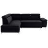 ECKSOFA Schwarz Mikrofaser  - Chromfarben/Schwarz, KONVENTIONELL, Textil/Metall (206/271cm) - Carryhome