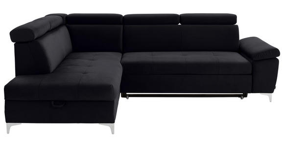 ECKSOFA in Mikrofaser Schwarz  - Chromfarben/Schwarz, KONVENTIONELL, Textil/Metall (206/271cm) - Carryhome