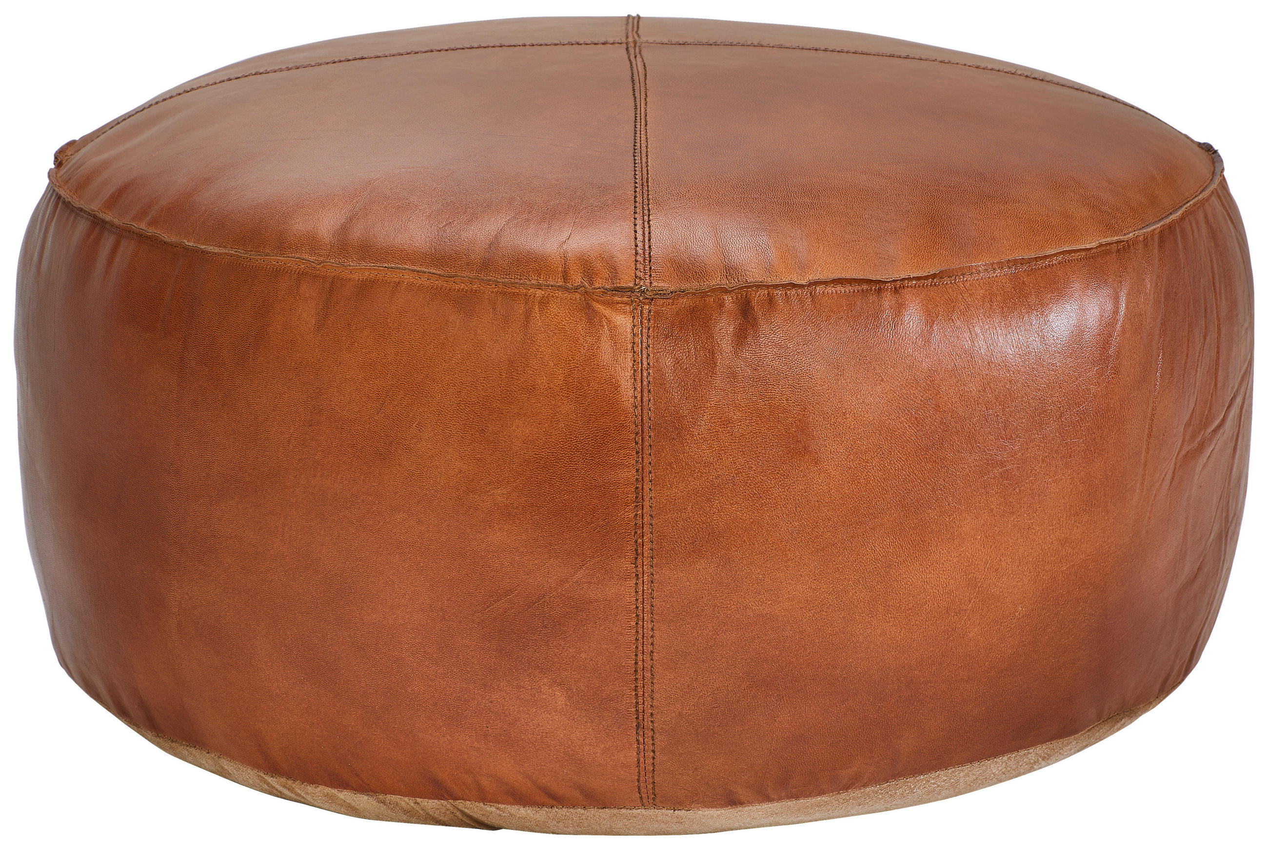 HOCKER Echtleder Cognac  - Cognac, LIFESTYLE, Leder (60/30/60cm) - Landscape