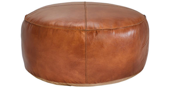 HOCKER Echtleder Cognac  - Cognac, LIFESTYLE, Leder (60/30/60cm) - Landscape