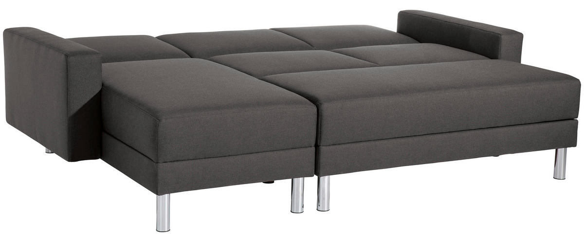 ECKSCHLAFSOFA inkl. Hocker in Anthrazit Textil   - Chromfarben/Anthrazit, Konventionell, Textil/Metall (152/230cm) - Max Winzer