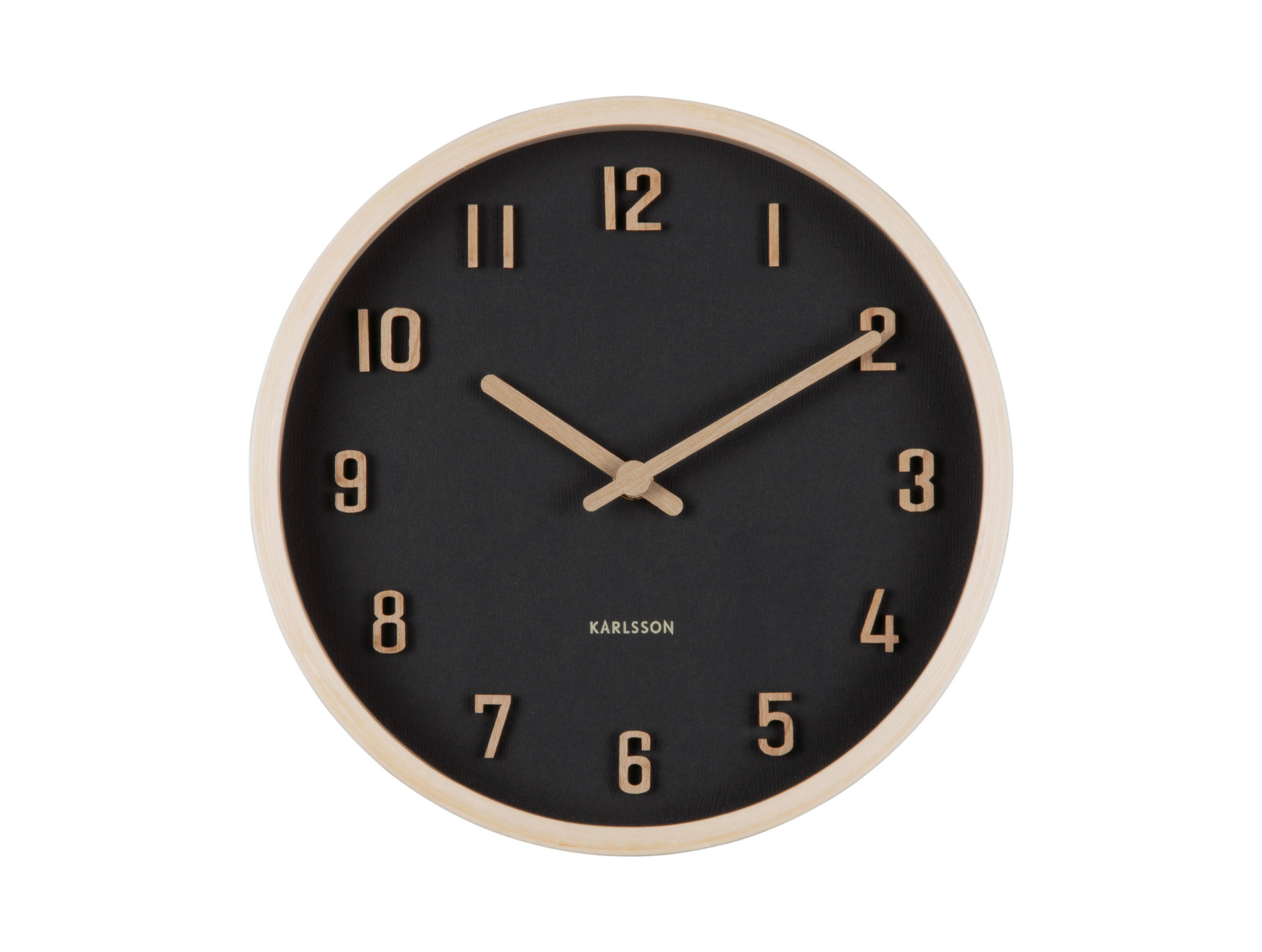WANDUHR Nervadura Schwarz  - Schwarz, Basics, Holzwerkstoff (22cm) - Karlsson