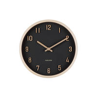 WANDUHR Nervadura Schwarz  - Schwarz, Basics, Holzwerkstoff (22cm) - Karlsson