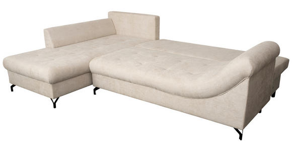 ECKSOFA Creme Struktur - Creme/Schwarz, KONVENTIONELL, Textil/Metall (194/274cm) - Carryhome