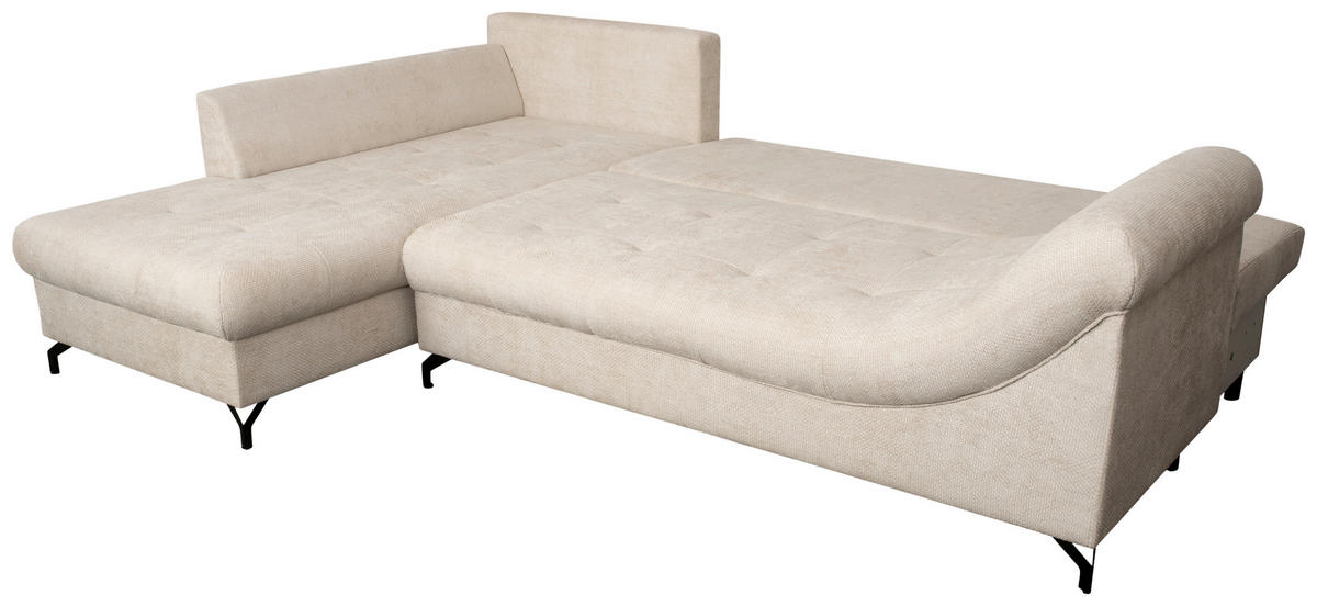 ECKSOFA in Struktur Creme  - Creme/Schwarz, KONVENTIONELL, Textil/Metall (194/274cm) - Carryhome