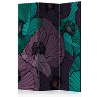 PARAVENT mit 3  Flügel - Violett/Mintgrün, Basics, Holz/Textil (135/172/3cm) - artgeist