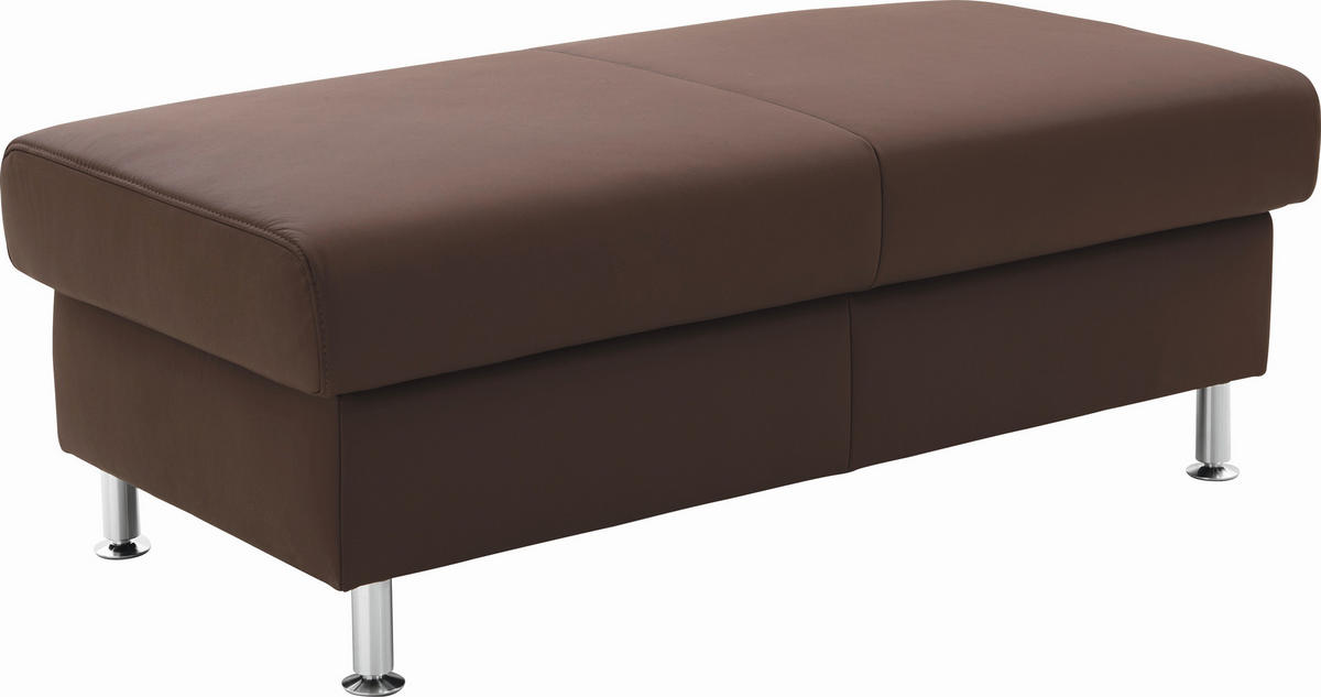 SOFFA i äkta läder mörkbrun  - aluminiumfärg/mörkbrun, Design, metall/läder (233/339/165cm) - Beldomo Premium