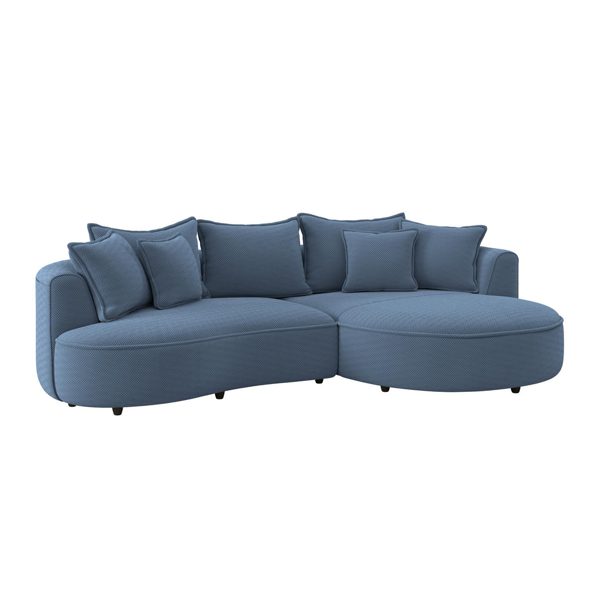 ECKSOFA in Velours, Struktur Dunkelblau  - Schwarz/Dunkelblau, Modern, Kunststoff/Textil (287/168cm) - Livetastic