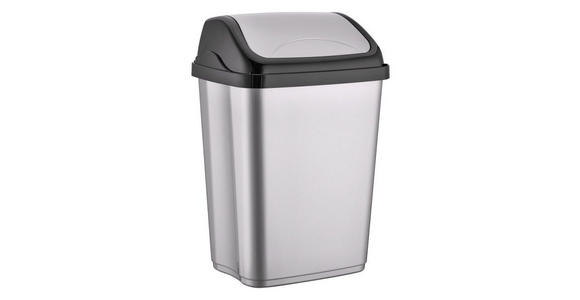 SCHWINGDECKELEIMER 26 l Kunststoff - Silberfarben/Schwarz, Basics, Kunststoff (26,3/33,5/50,5cm) - Homeware