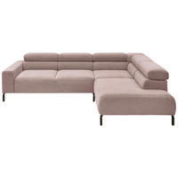 ECKSOFA in Feincord Altrosa  - Schwarz/Altrosa, Design, Textil/Metall (273/219cm) - Pure Home Comfort