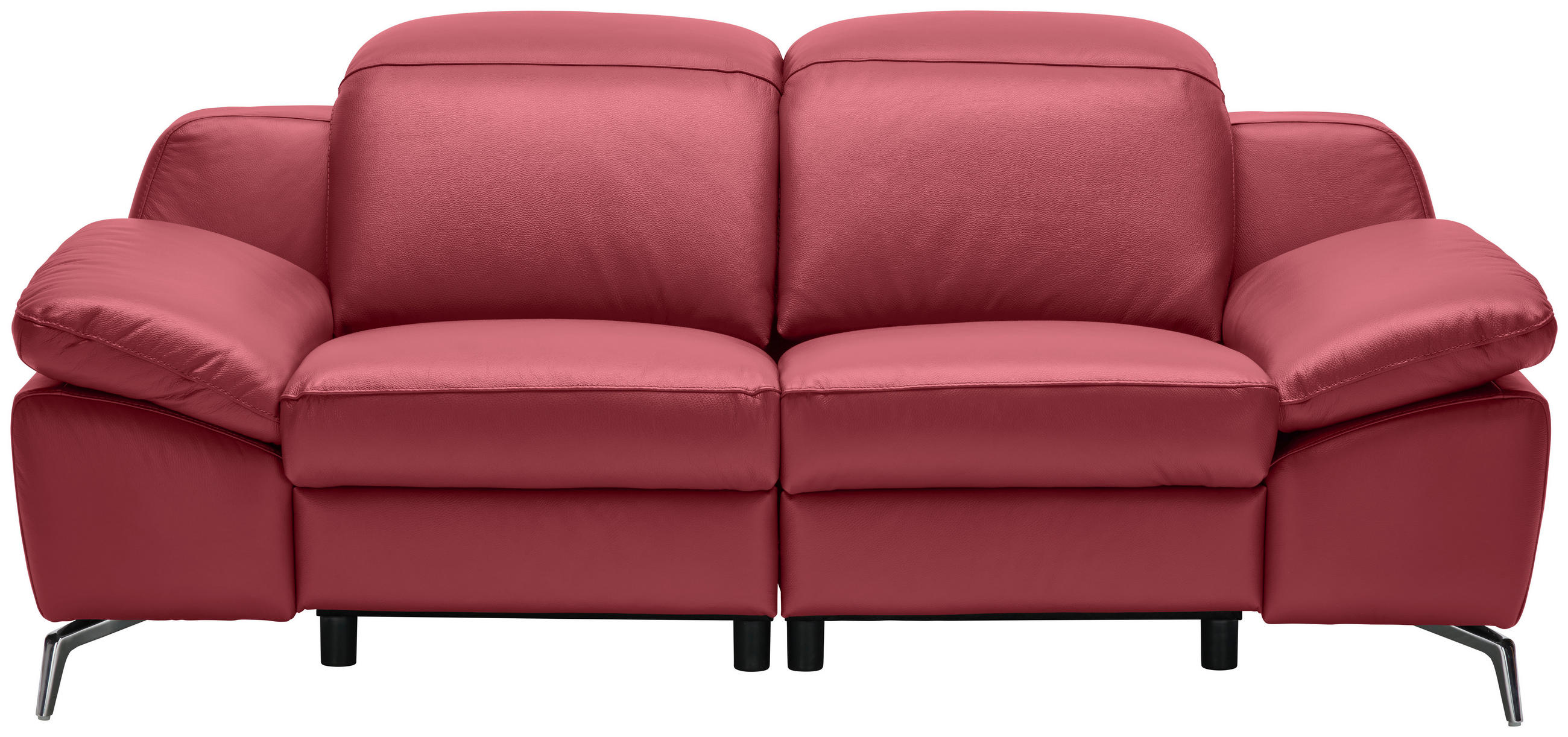 2-SITZER-SOFA Rot Echtleder  - Chromfarben/Rot, Design, Leder/Kunststoff (194/83-99/110cm) - Celina Home