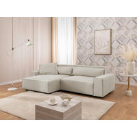 ECKSOFA Curduroy in Webstoff Ecru Rückenkissen  251/142 cm  - Ecru/Schwarz, Design, Kunststoff/Textil (251/142cm) - P & B