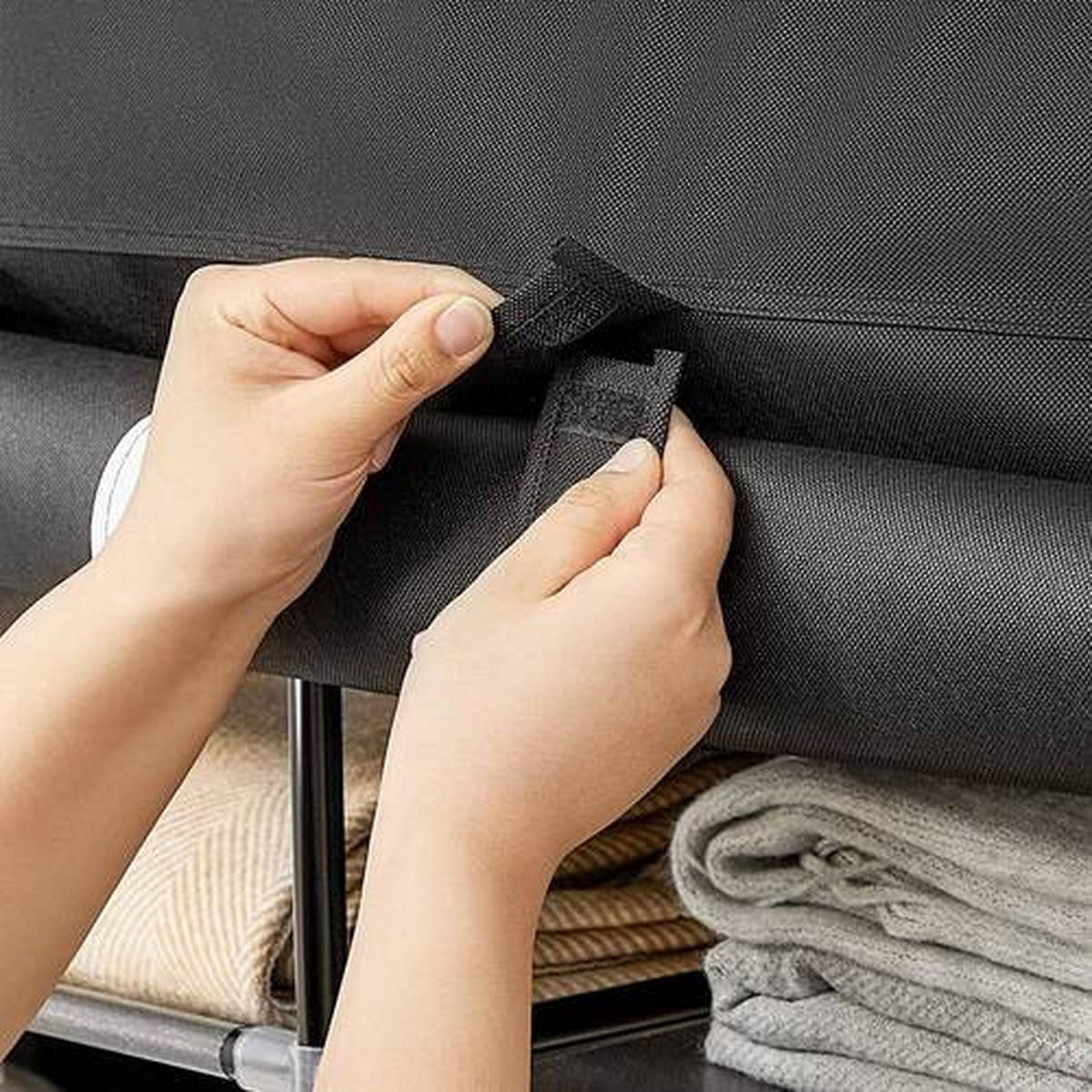 STOFFSCHRANK in Schwarz  - Schwarz, Trend, Kunststoff/Textil (150/175/45cm) - Boxxx