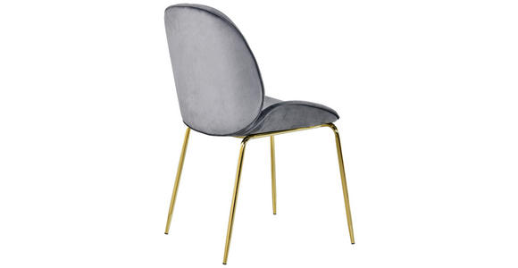 STUHL Samt Grau, Goldfarben - Goldfarben/Grau, Design, Textil/Metall (48/85/62cm) - Novel