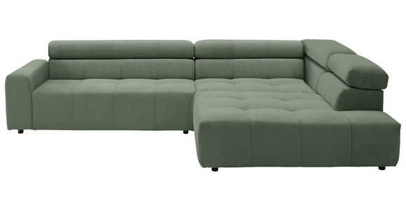 ECKSOFA in Feincord Olivgrün  - Schwarz/Olivgrün, KONVENTIONELL, Kunststoff/Textil (311/219cm) - Hom`in