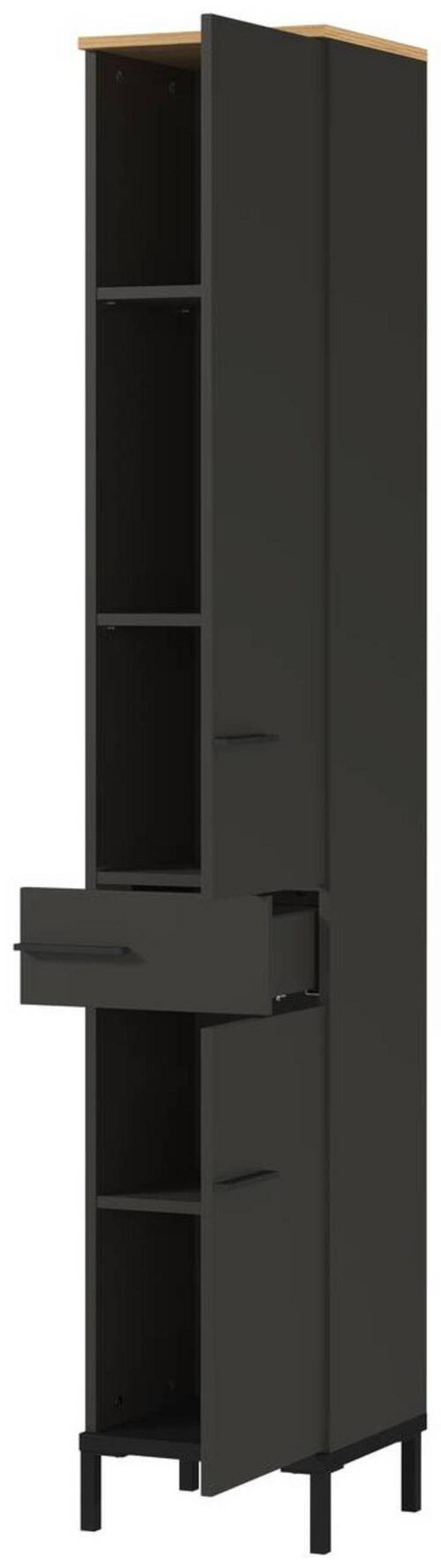 HOCHSCHRANK 34/190/34 cm  - Eichefarben/Schwarz, MODERN, Holzwerkstoff/Metall (34/190/34cm) - Xora
