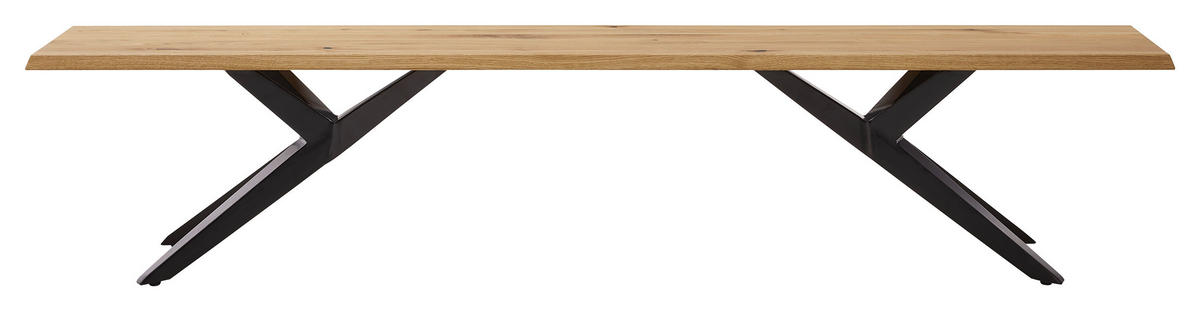 SITZBANK 200/40/46 cm Eichefarben Eiche massiv Metall  - Eichefarben/Schwarz, KONVENTIONELL, Holz/Metall (200/40/46cm) - Musterring