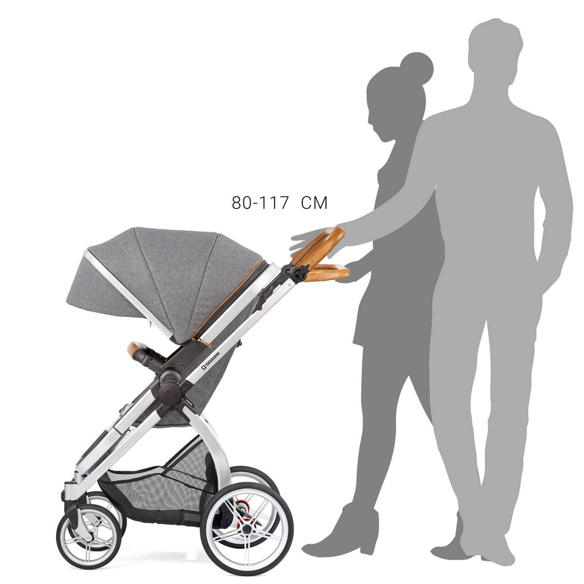 KINDERWAGENSET FX4 Life  - Silberfarben/Braun, Basics, Textil/Metall (57/129/100cm) - Gesslein