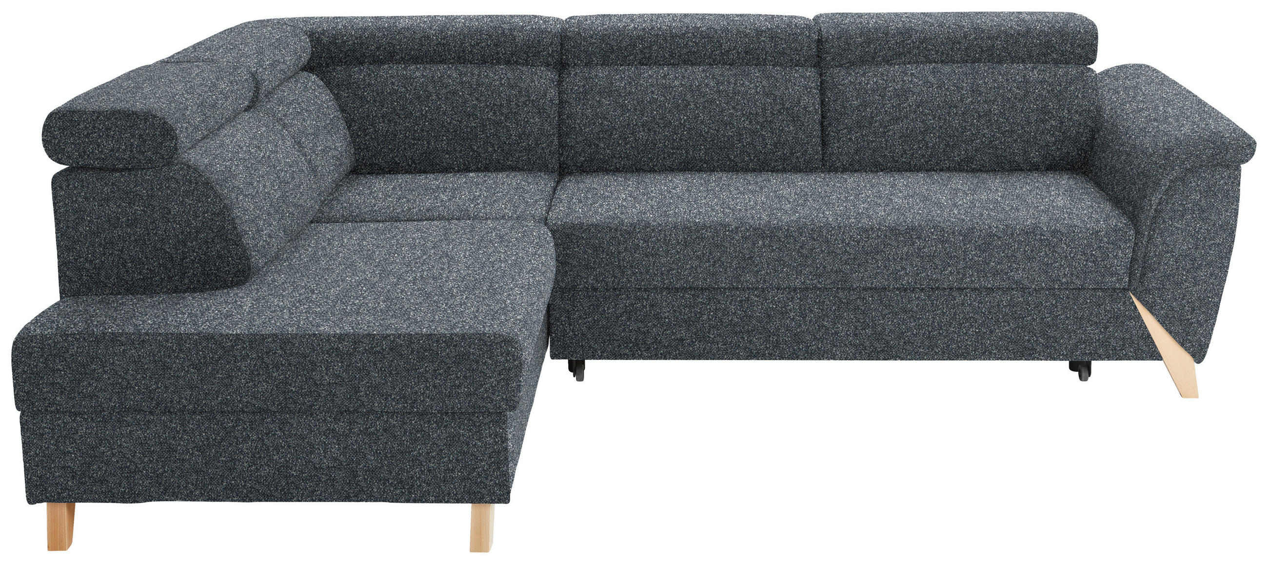 ECKSOFA in Bouclé Anthrazit  200/265 cm  - Anthrazit/Naturfarben, KONVENTIONELL, Holz/Textil (200/265cm) - Stylife