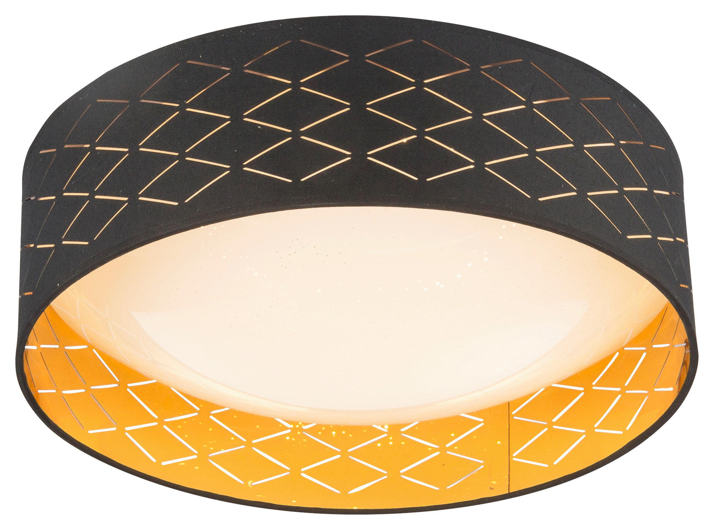 LED-DECKENLEUCHTE CLARKE 40/12 cm   - Goldfarben/Schwarz, KONVENTIONELL, Textil/Metall (40/12cm) - Globo