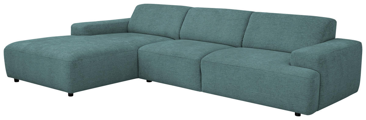 ECKSOFA 184/294 cm  in Flachgewebe Petrol Rücken echt  184/294 cm  - Petrol/Schwarz, KONVENTIONELL, Kunststoff/Textil (184/294cm) - Hom`in