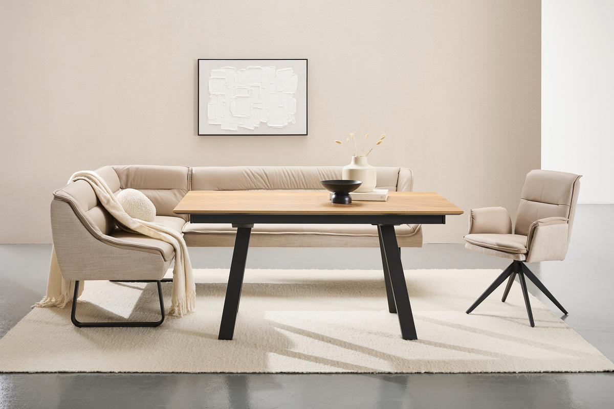 ESSTISCH rechteckig Anthrazit, Eichefarben  - Eichefarben/Anthrazit, Design, Holzwerkstoff/Metall (160/90/75cm) - Venjakob