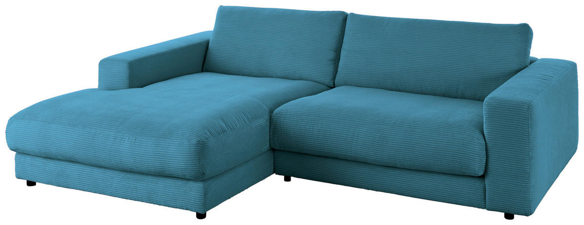 ECKSOFA in Cord Petrol  - Petrol/Schwarz, Design, Kunststoff/Textil (190/270cm) - Lomoco