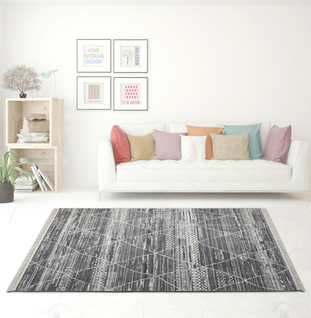 WEBTEPPICH 160/240 cm 4931 Anthrazit, Grau, Weiß  - Anthrazit/Weiß, LIFESTYLE, Textil (160/240cm) - Novel