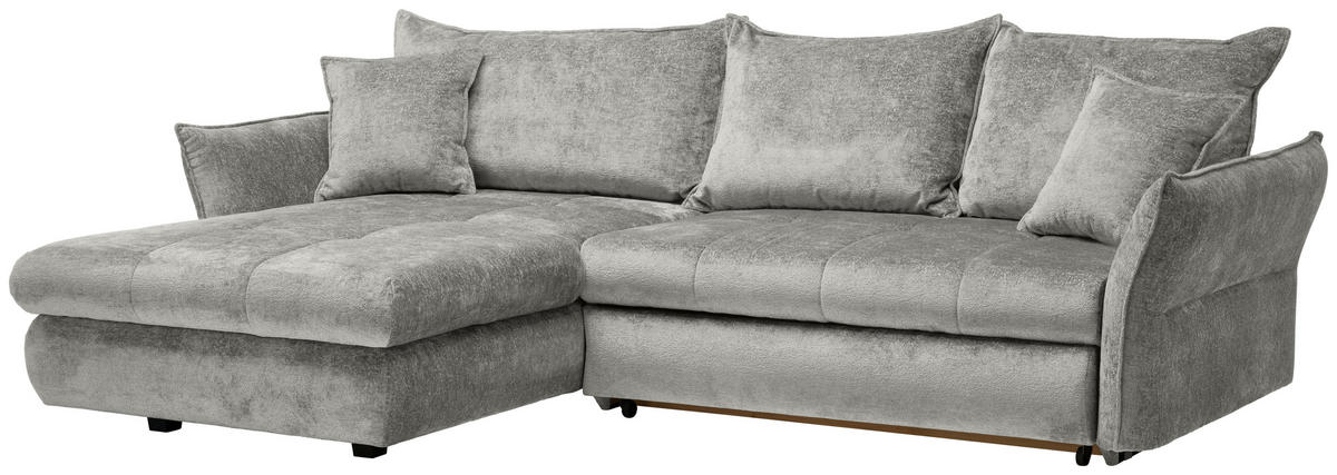 ECKSOFA in Chenille Silberfarben  - Silberfarben/Schwarz, Konventionell, Kunststoff/Textil (275/180cm) - Stylife