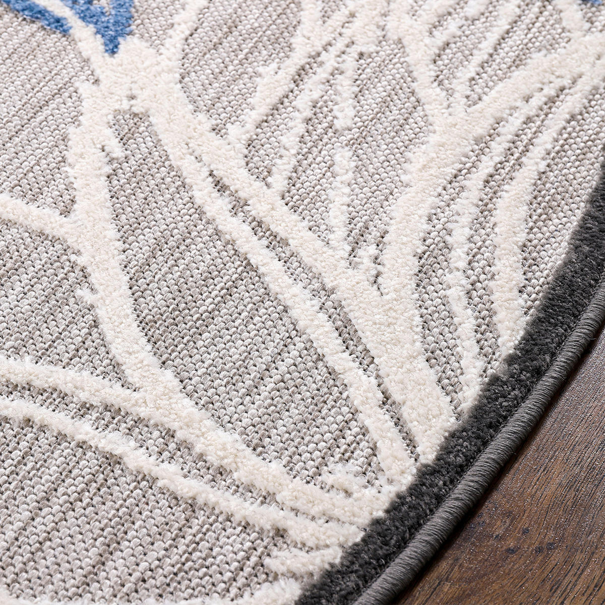 TEPIH ZA UNUTAR./VANJ. UPORAB  120 cm  plava, siva, bijela  Floral  - bijela/siva, Lifestyle, tekstil/plastika (120cm)