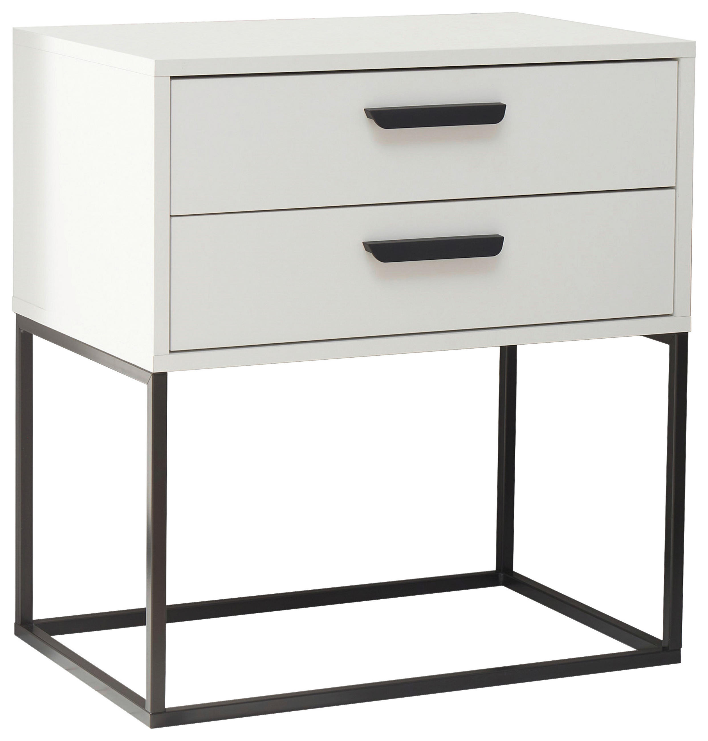 NOĆNI ORMARIĆ bijela, crna   - bijela/crna, Moderno, drvni materijal/metal (60/65/38,5cm) - Livetastic