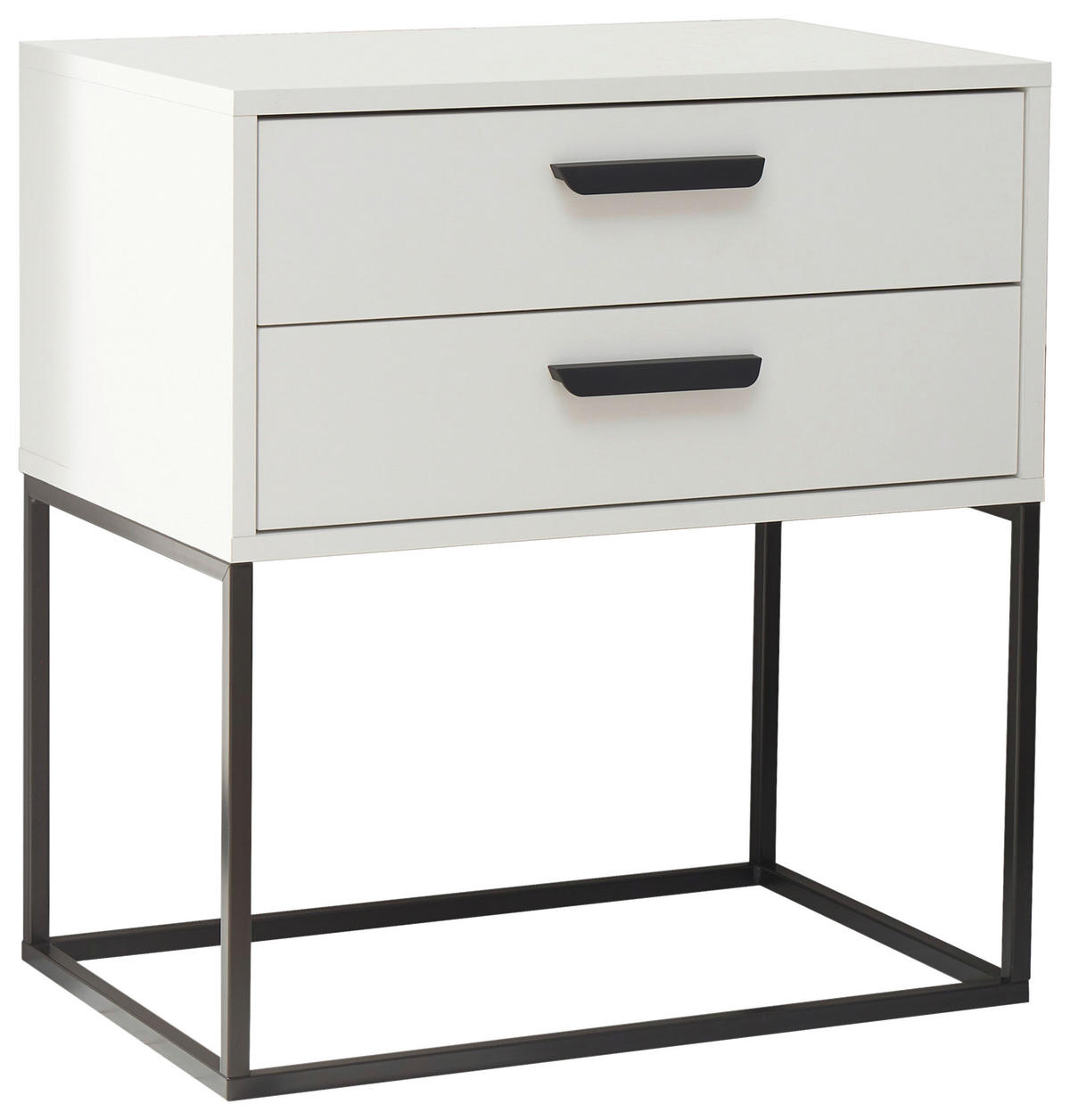 NOĆNI ORMARIĆ bijela, crna   - bijela/crna, Moderno, drvni materijal/metal (60/65/38,5cm) - Livetastic