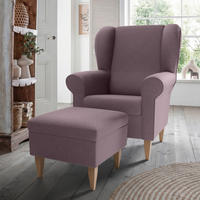 SESSELSET Struktur Bordeaux  - Bordeaux/Naturfarben, Konventionell, Holz/Textil (80/102/86cm) - Livetastic