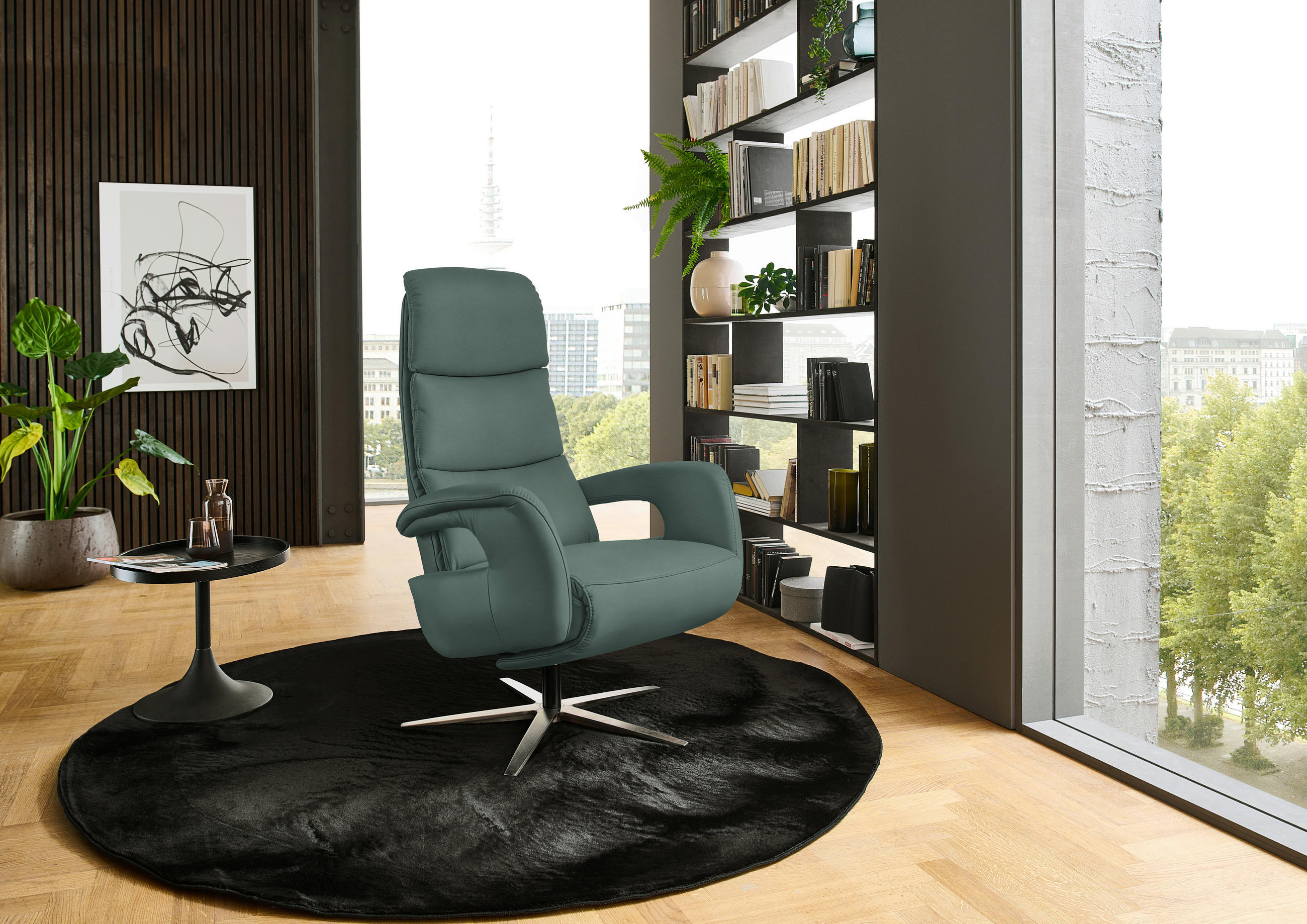 RELAXSESSEL in Leder Opal  - Edelstahlfarben/Opal, Design, Leder/Metall (76/119/86cm) - Dieter Knoll