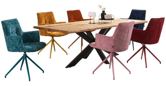 ESSTISCH in Holz 220/100/76 cm  - Eichefarben/Schwarz, Design, Holz/Metall (220/100/76cm) - Linea Natura