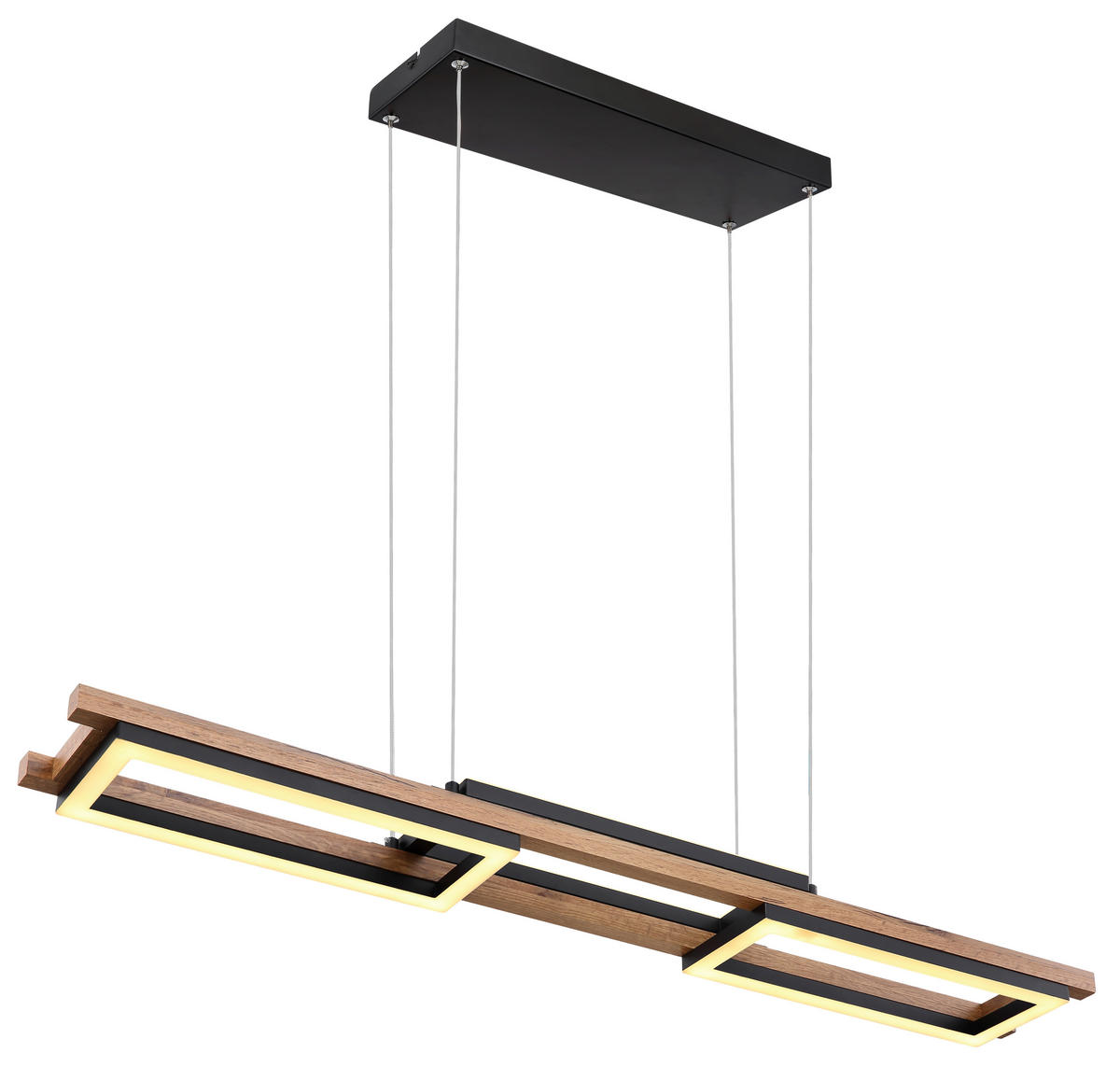 ZÁVESNÉ LED SVIETIDLO, 100/14/120 cm  - čierna/opálová, Design, kov/kompozitné drevo (100/14/120cm) - Globo