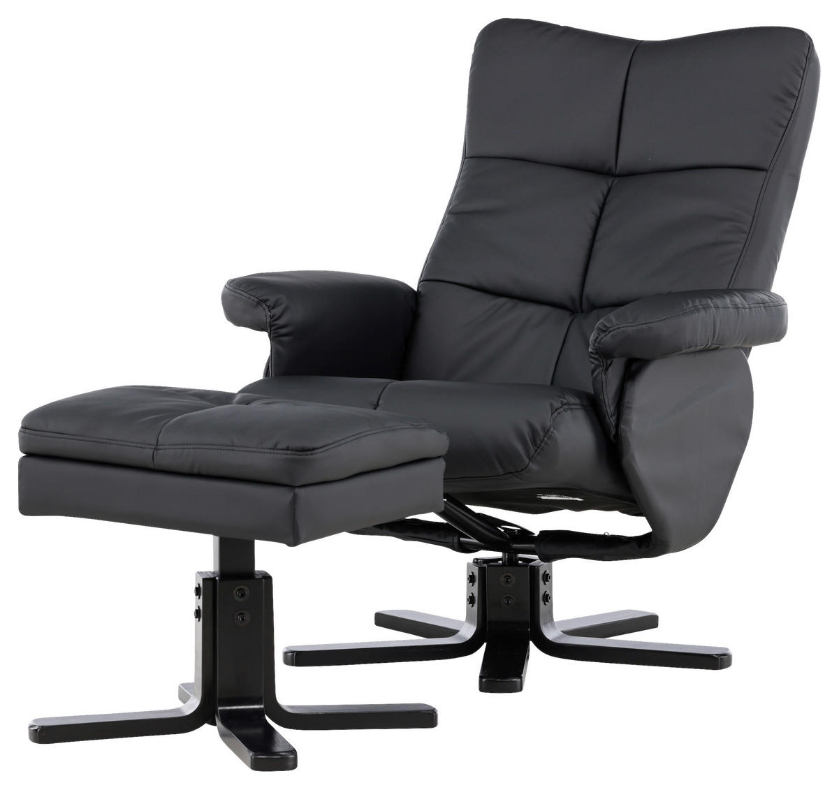 RELAXSESSELSET Lederlook (vegan)    - Schwarz, Design, Textil/Metall (78/101/90cm) - Livetastic